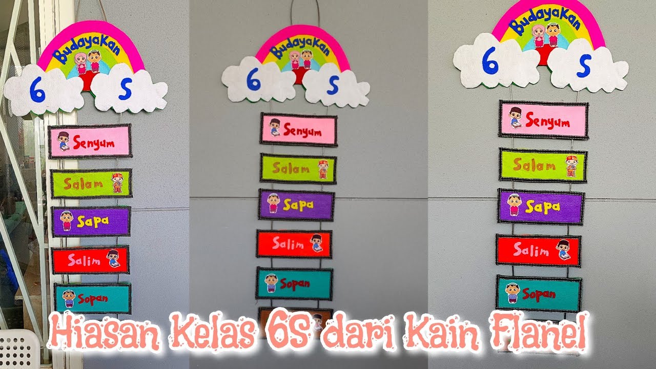 Membuat Hiasan Kelas 6S dari Kain Flanel