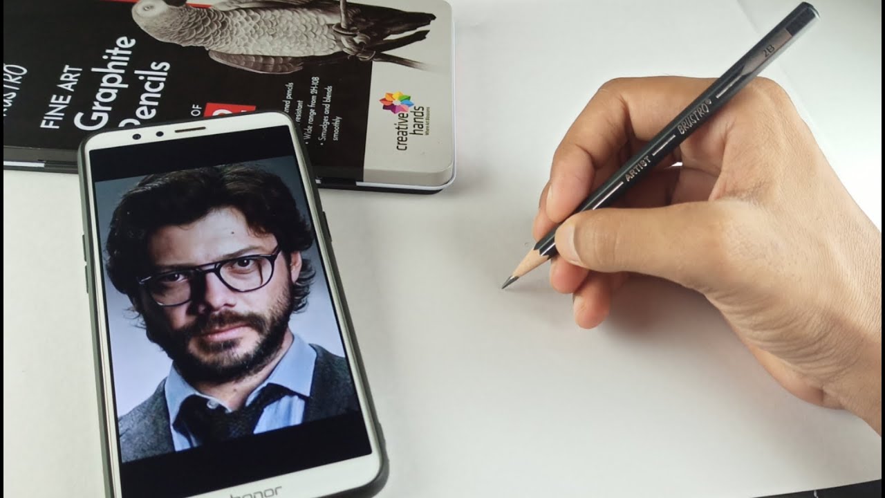 Drawing Alvaro Morte Professor From Money Heist