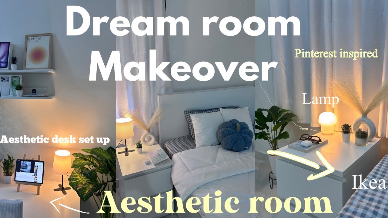 aesthetic room makeover 🧩🧸 | ikea haul, aesthetic desk setup, cozy & aesthetic bed + tour 