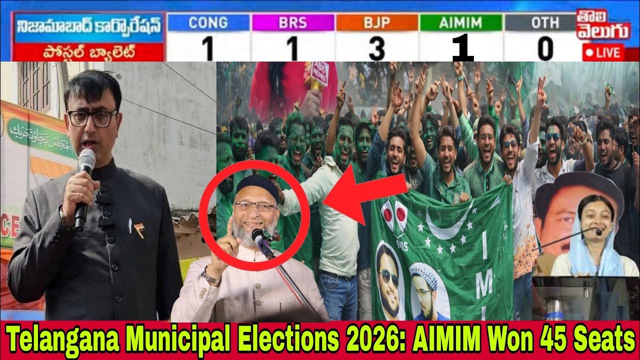 Муниципальные выборы в Телангане 2026: AIMIM получила 45 мест.