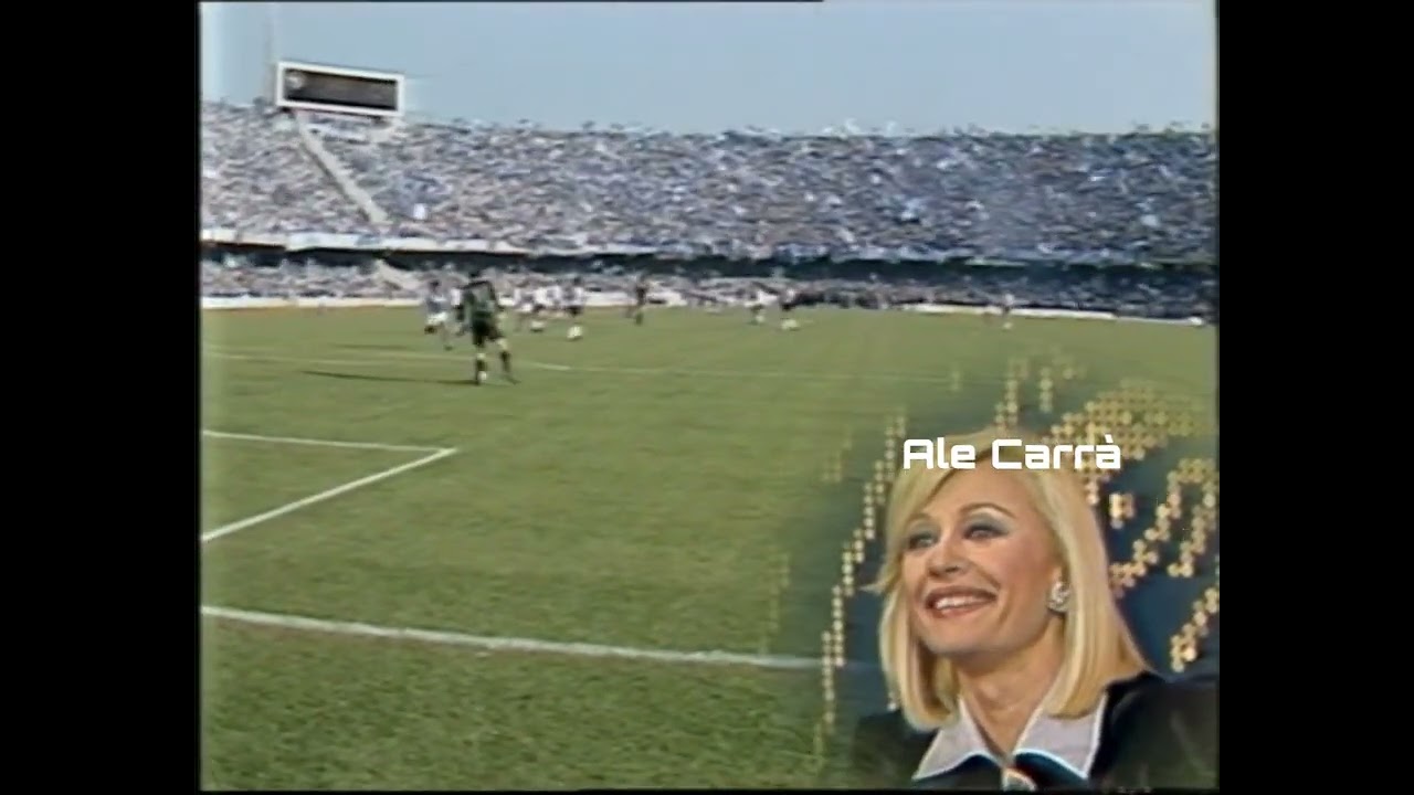 Raffaella Carrà - Domenica In collegamento con Luigi Necco, Fischio finale per il Napoli 1987