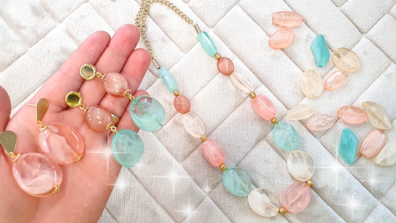 DIY LINDO CONJUNTO COLAR E BRINCOS DE  RESINA