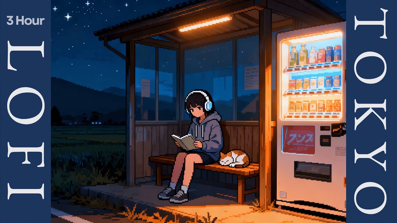 Vending Machine Lofi 🚏 Countryside Bus Stop at Midnight | Deep Focus & Sleep