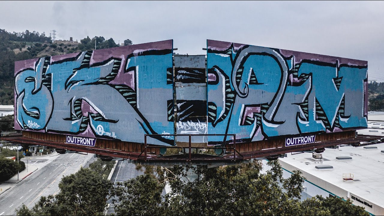 SKEAM (NBC, BWS, ICR) - Graffitis BOTH SIDES of Billboard w/INSTALL - Los Angeles