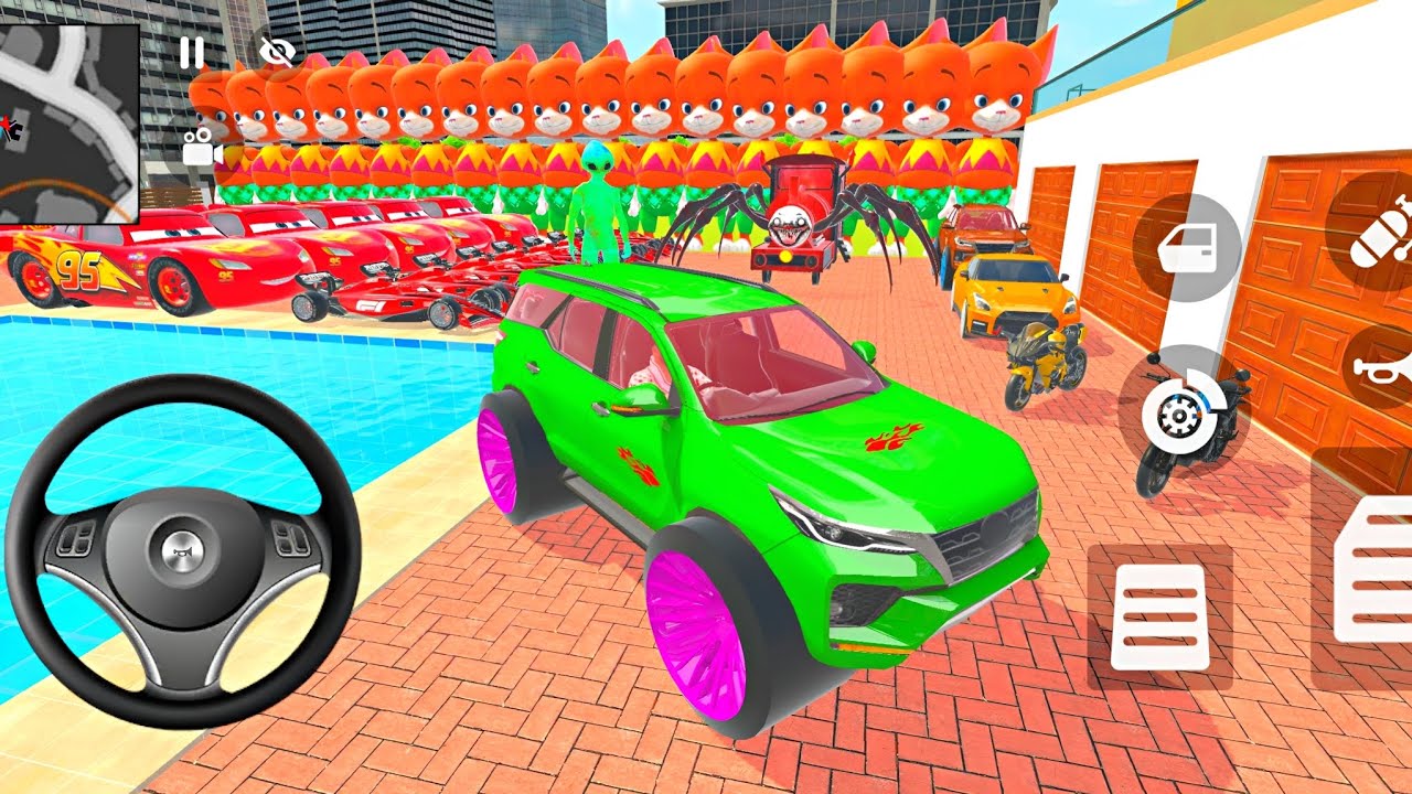 Car bike game*Franklin ordered an Indian Police car and Fortuner 🚛 in the game 🎮With Spider Car🚨