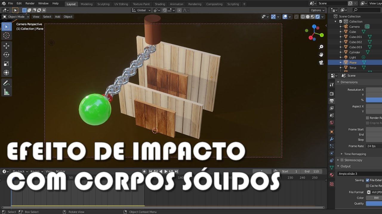 BLENDER 3D -  EFEITO DE IMPACTO COM CORPOS RÍGIDOS