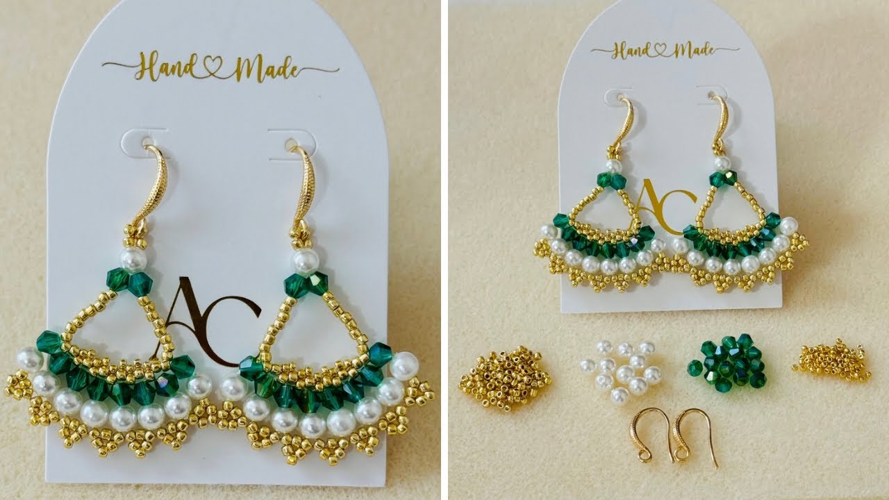 Aretes de Bisutería| cómo hacer Aretes con perlas, Mostacillas y Biconos? Aprende cómo  paso x paso.