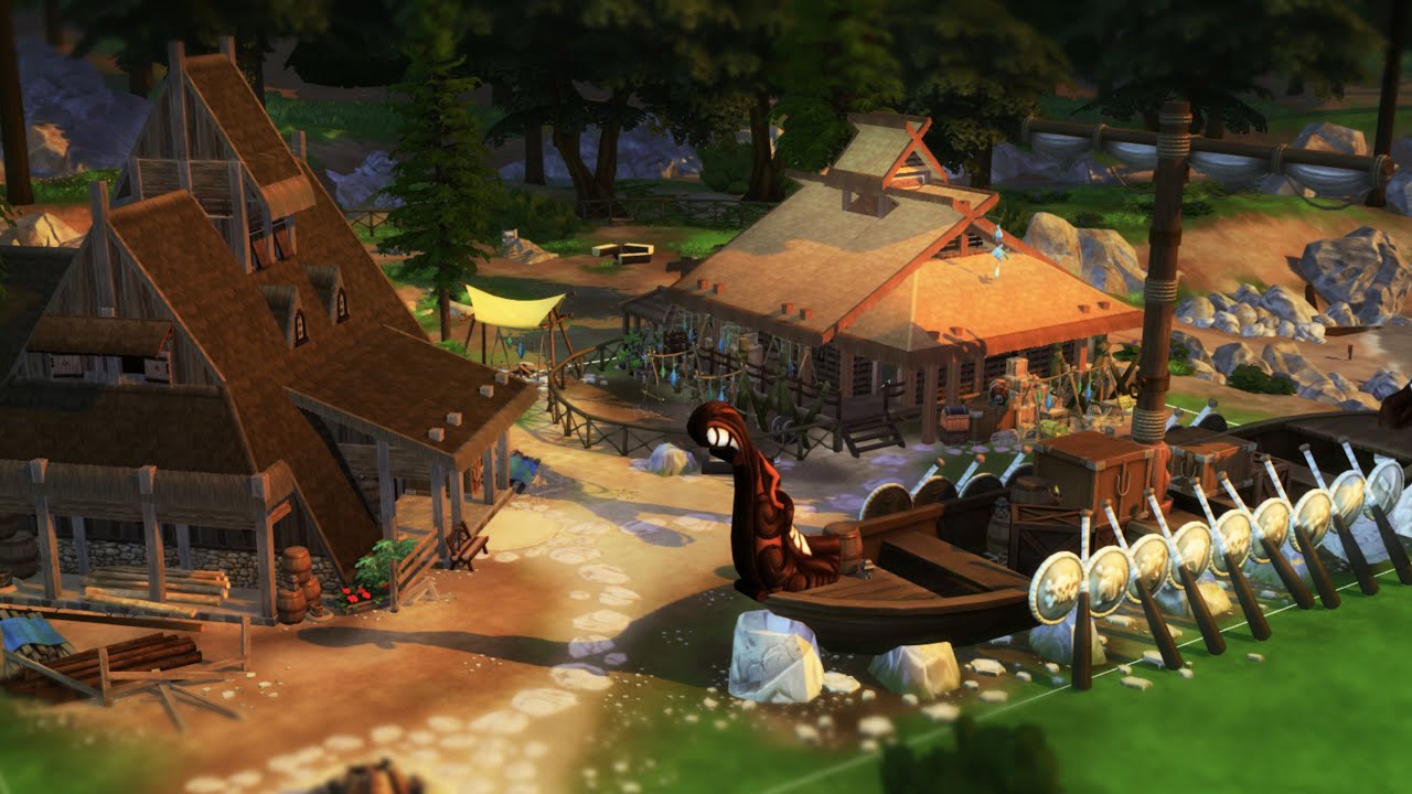 VIKING LONGSHIP - SHIPYARD - FISHING HUT  Sims 4 VIKING VILLAGE