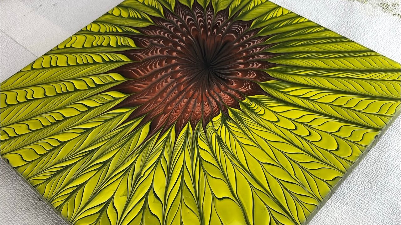 #8 Stunning 3D Sunflower Pour On MDF Board! Fluid Art/ Pour Painting. Part 2!
