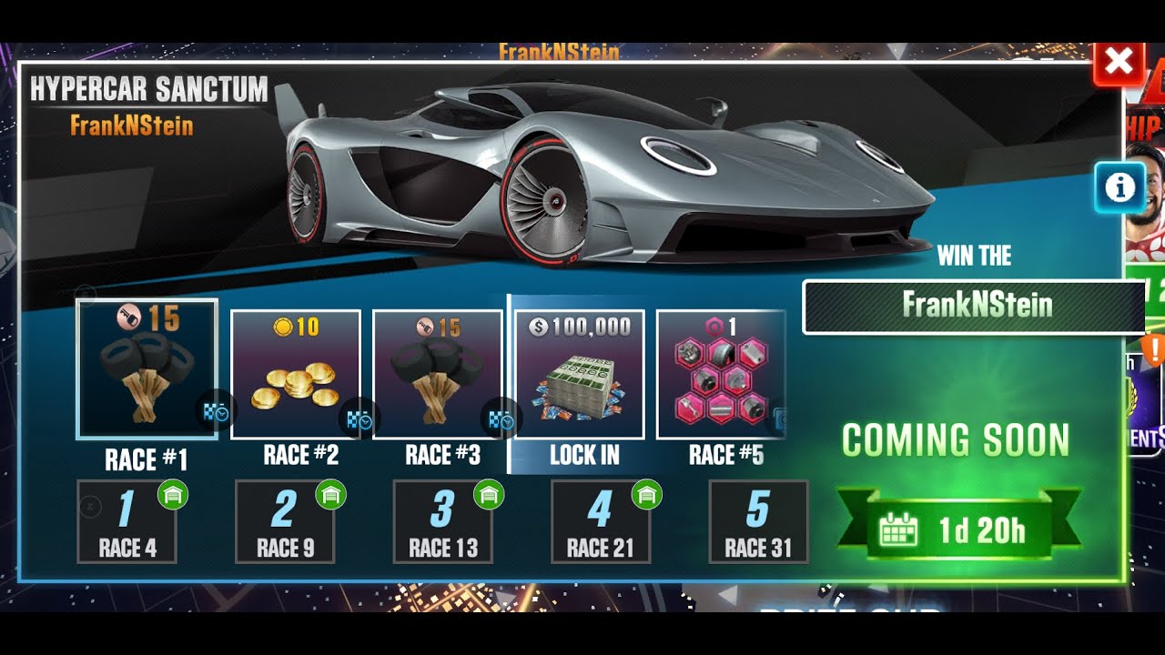 Мероприятие CSR2 HyperCar Sanctum FrankNStein