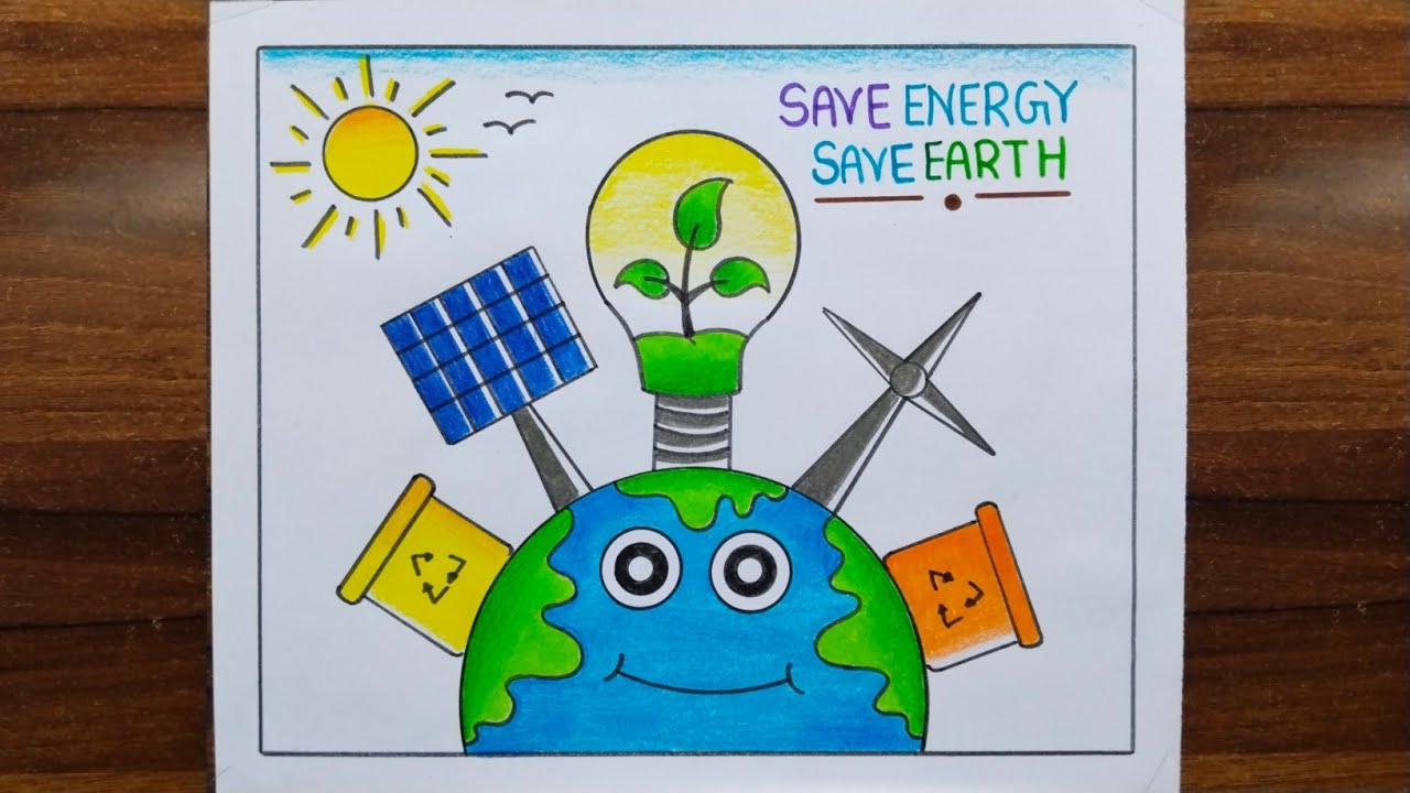 Save Energy Drawing / save Electricity Drawing / Energy Conservation Drawing / Save Energy Poster