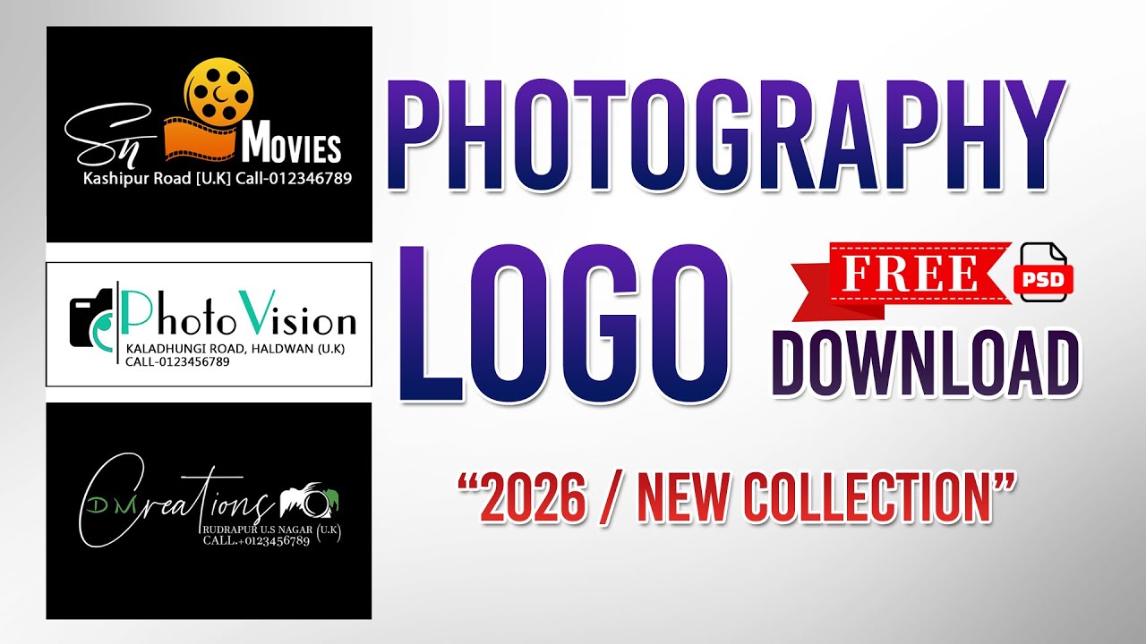 photo studio logo / studio logo design  3d logo mockup free download