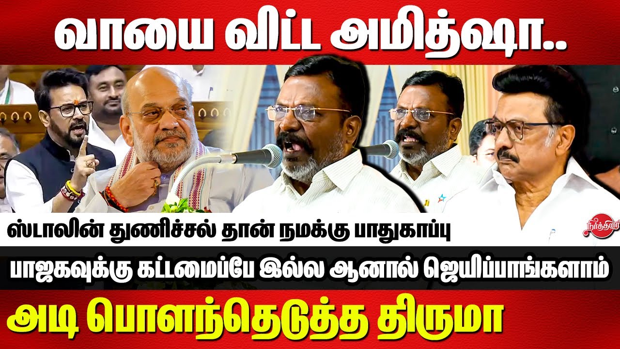 வாயை விட்ட அமித்ஷா..அடி பொளந்தெடுத்த திருமா | Thirumavalavan mass speech infront of CM MK Stalin