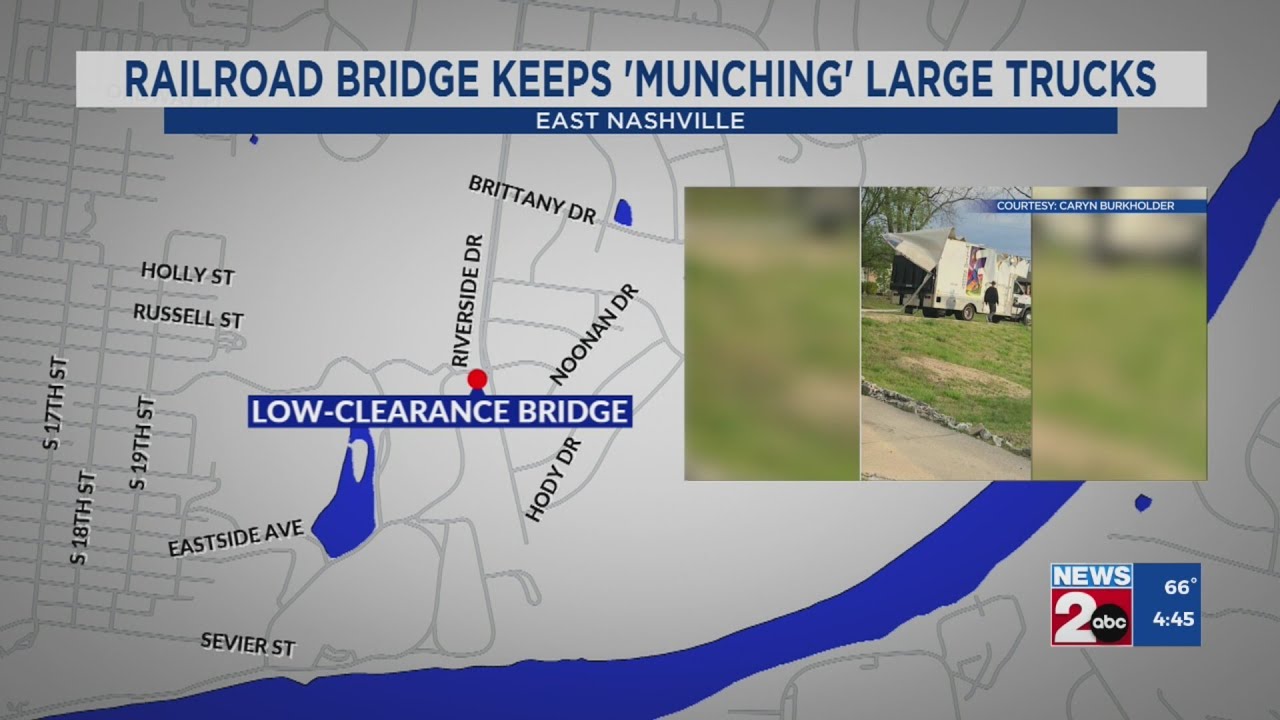 East Nashville railroad bridge keeps munching large trucks