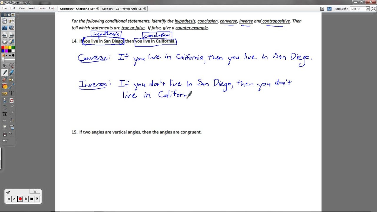 Geometry - Chapter 2 Review Packet (Logic and Proofs)