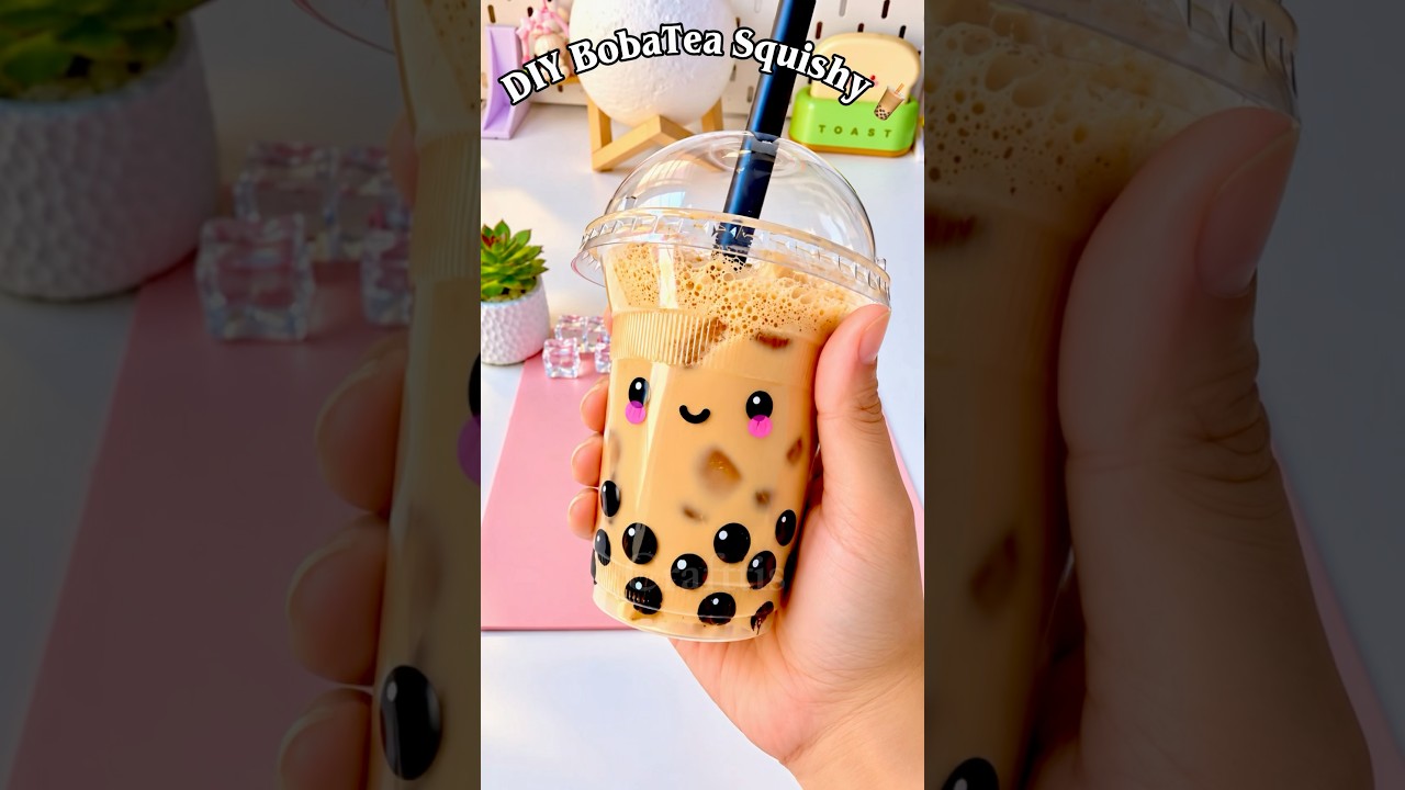 How to Make a cute🥰 VIRAL BobaTea SQUISHY! 😱😳 DIY Taba Squishy Tutorial #diy #squishy