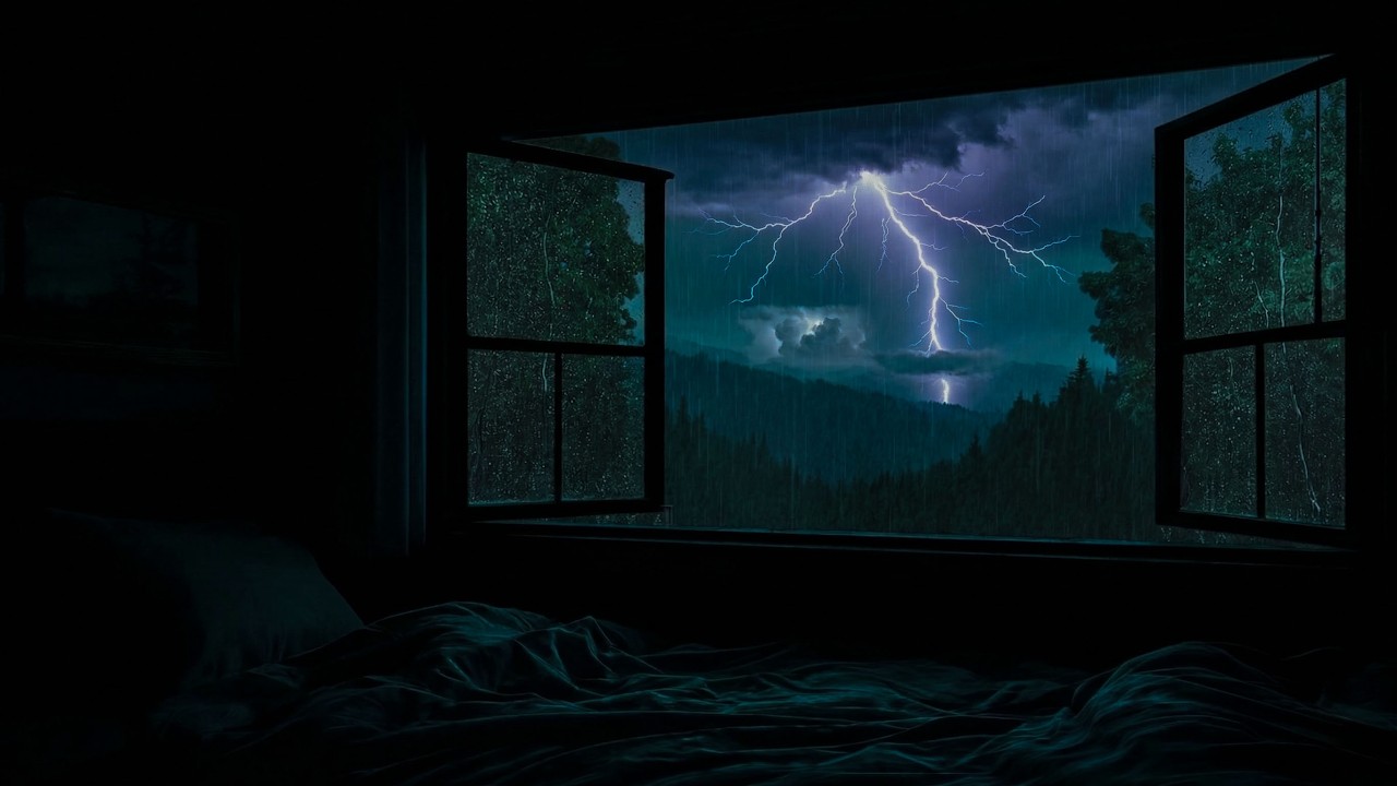 Late Night Rain Sounds Outside the Window | Let Go of All Stress and Get Some Deep Rest
