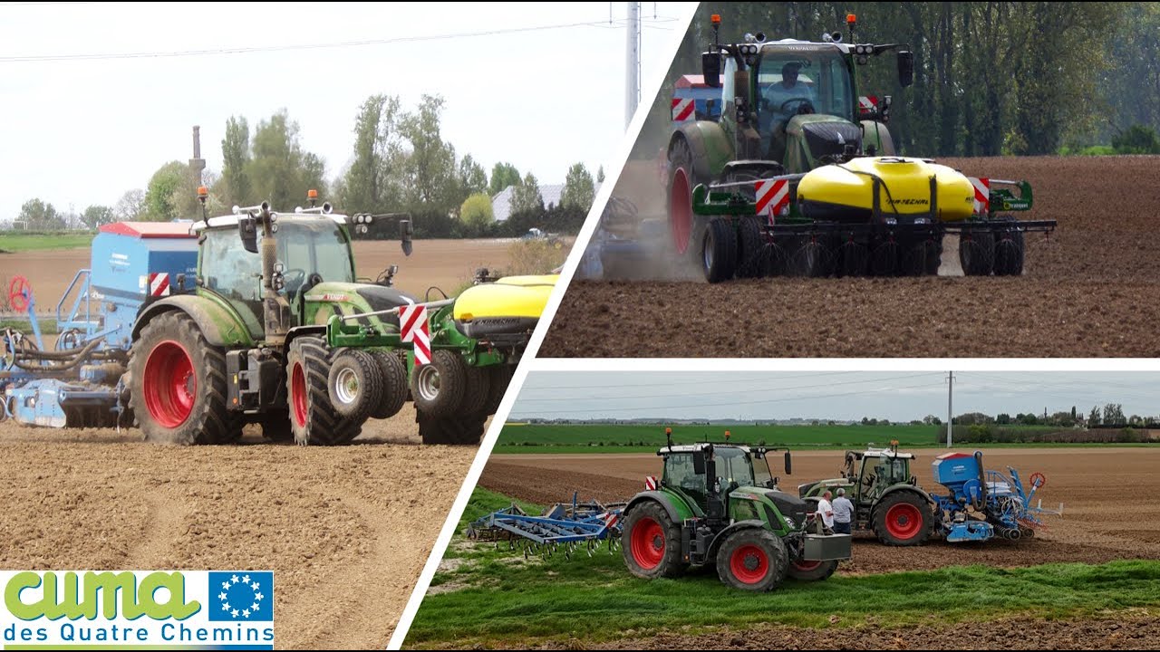 SEMIS DE LIN AVEC CE MAGNIFIQUE FENDT 720 QUI EST BIEN OCCUPER !!!! [ CUMA DES 4 CHEMINS ] 4K