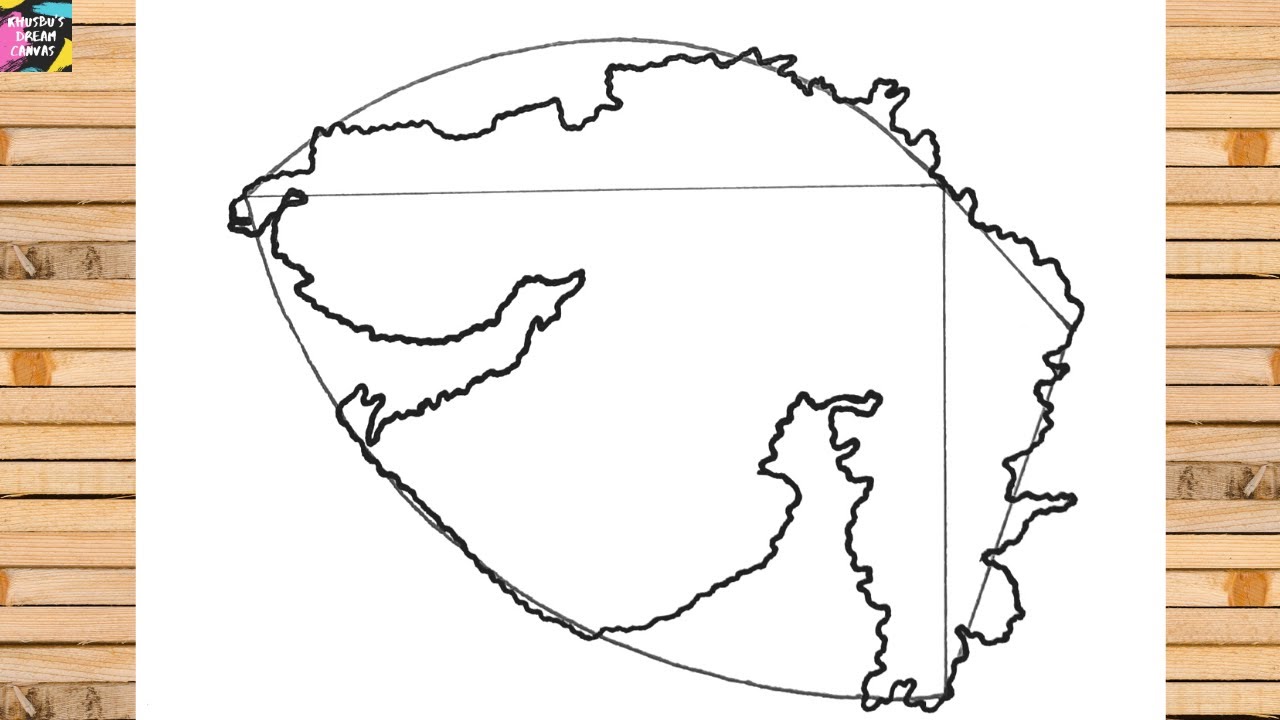 How to draw gujarat map easily | Gujarat map drawing step by step