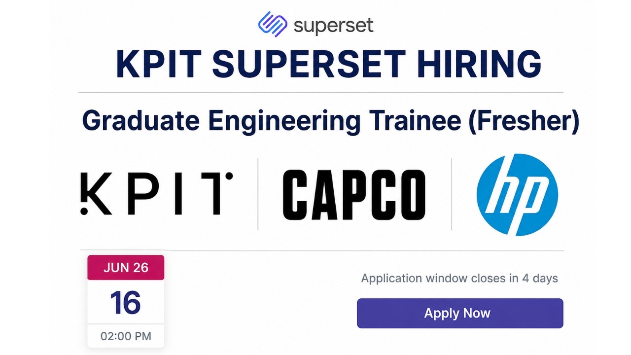 KPIT Superset Hiring | Graduate Engineer Trainee Biggest Hiring For Freshers