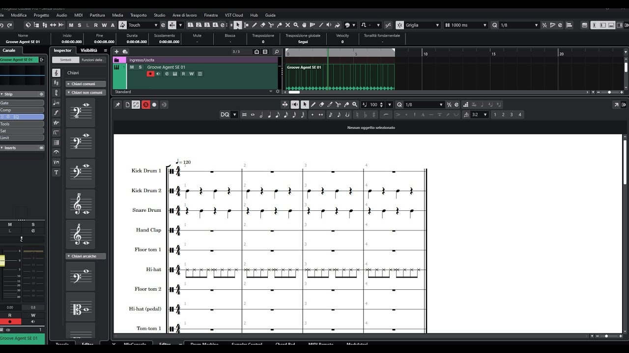 CUBASE , la partitura della batteria