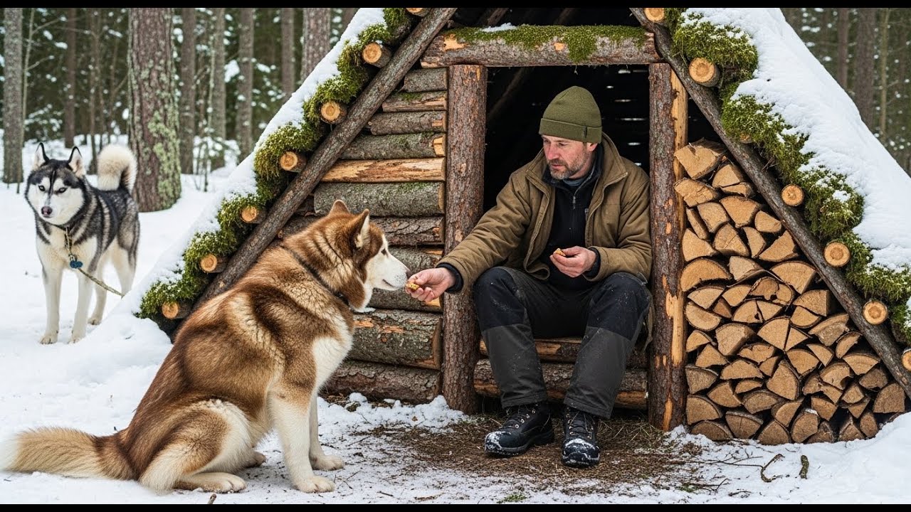 30 días de supervivencia en el bosque nevado junto a dos perros