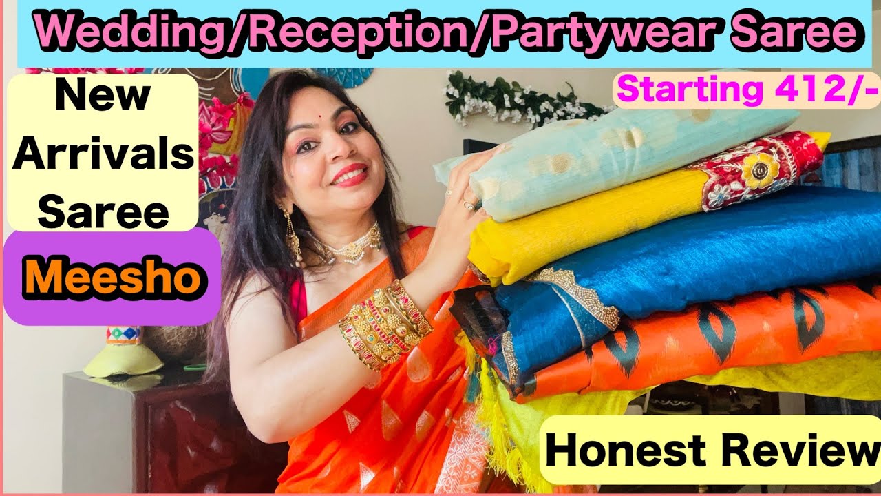 Meesho Saree Haul 2025 || Partywear & Reception Saree Collection Haul || @Meesho 