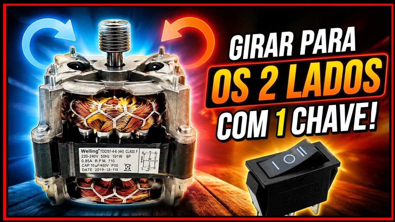 COMO FAZER MOTOR DE MÁQUINA DE LAVAR LAVADORA TANQUINHO GIRAR PARA OS DOIS LADOS COM UMA CHAVE 3