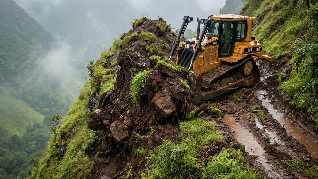 Wonderful Land Clearing! Extreme Earthmoving! D6R XL Bulldozer Shapes Mountain Terrain