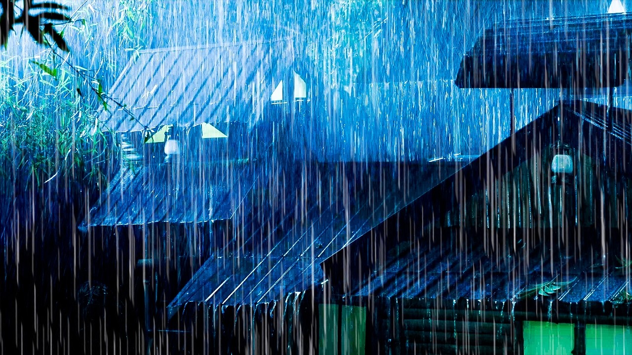 Rain on Metal Roof with Thunder – Relaxing Night Storm for Insomnia Relief