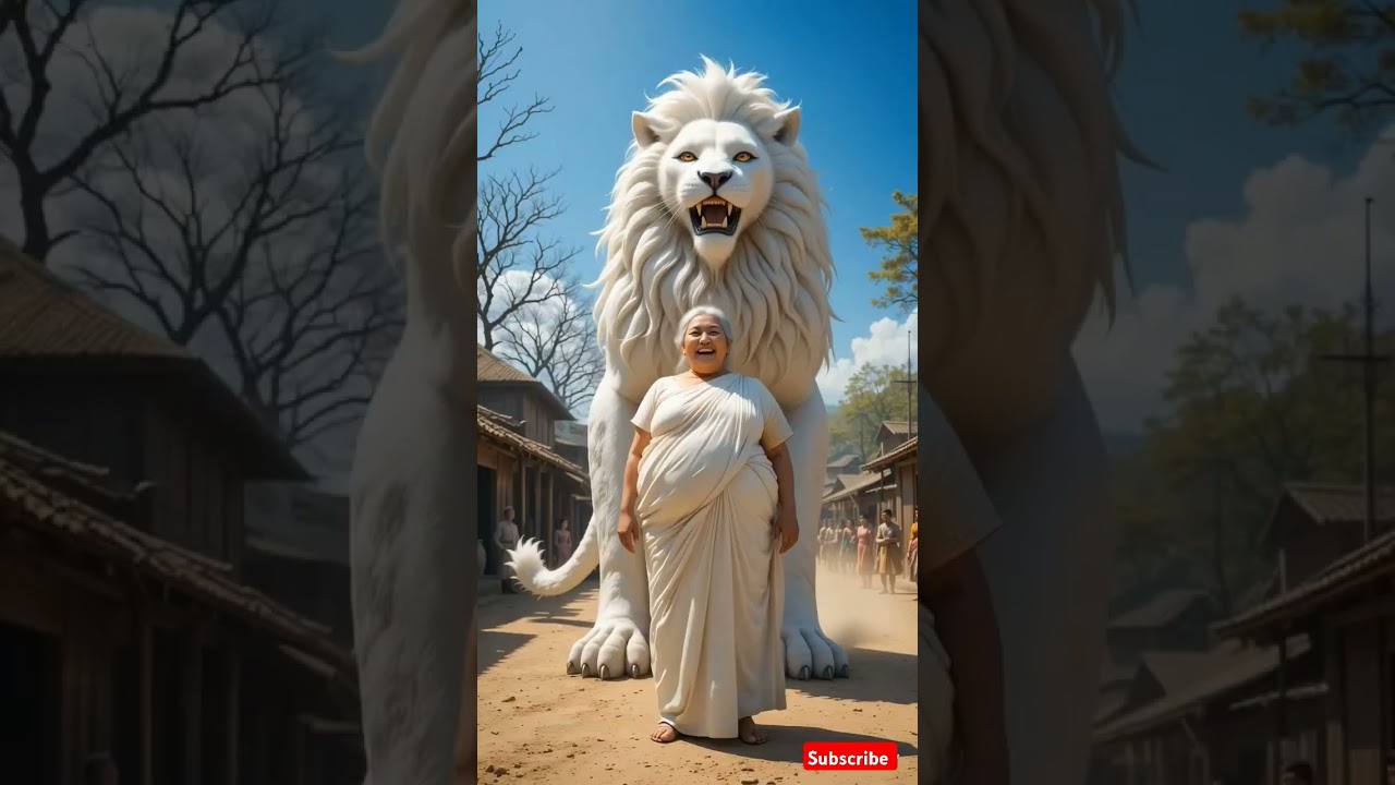 grandmother and lions #lion #sad #ai #story #viral