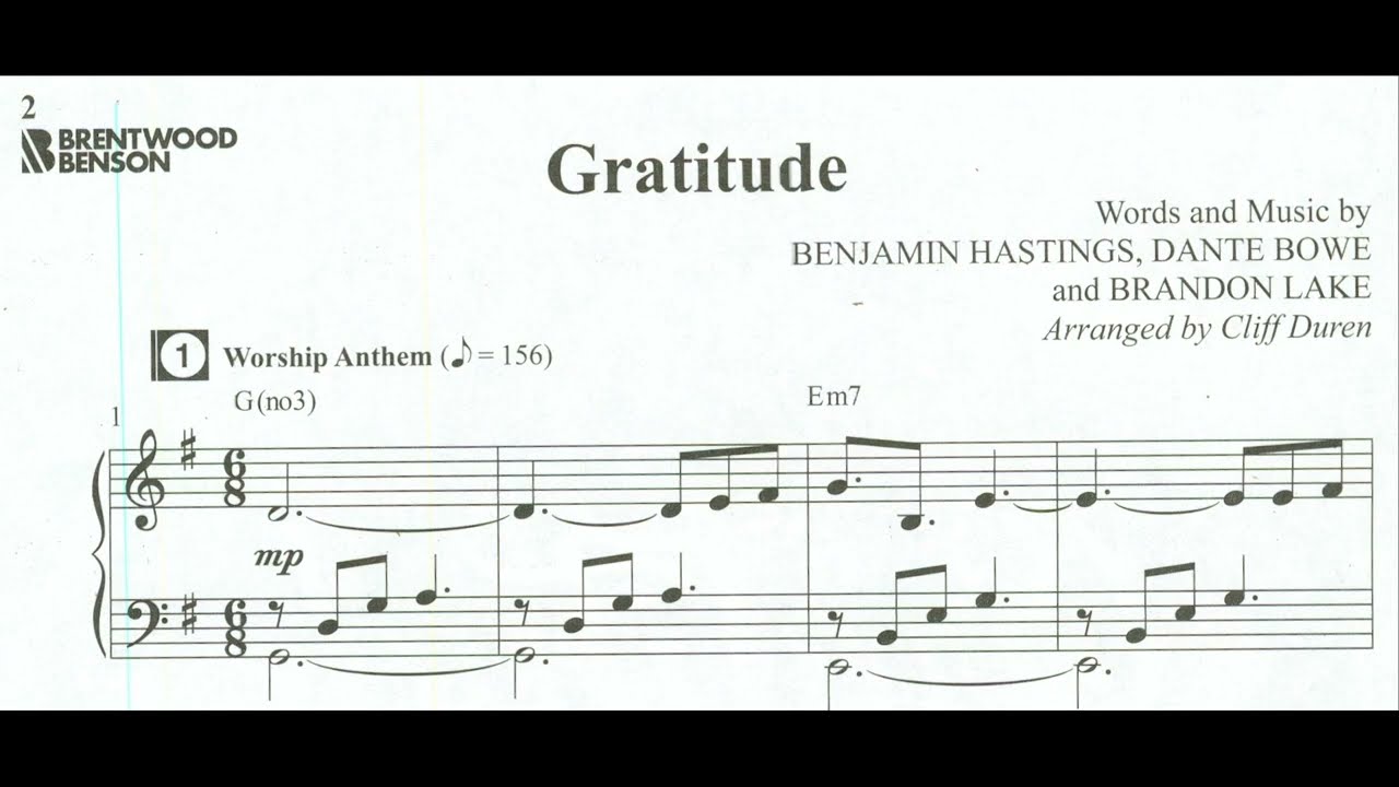 Gratitude, arr. by Cliff Duren