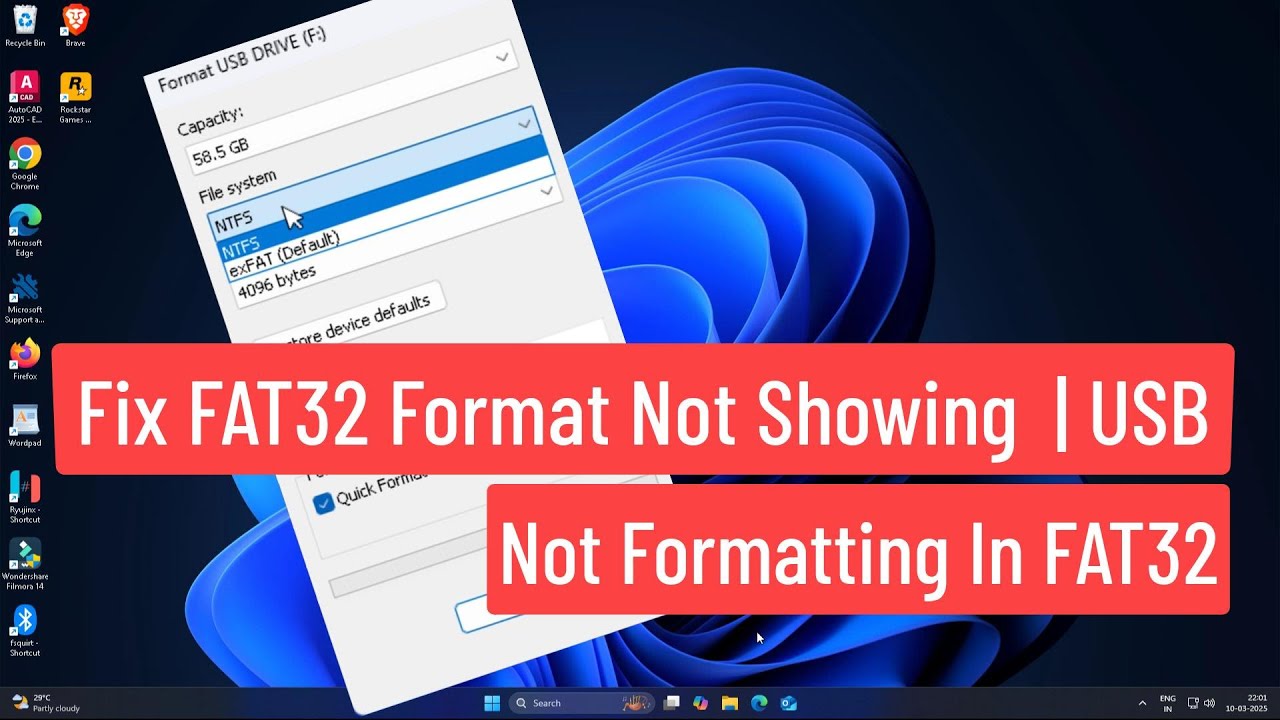 Fix FAT32 Format Not Showing | USB Not Formatting In FAT32