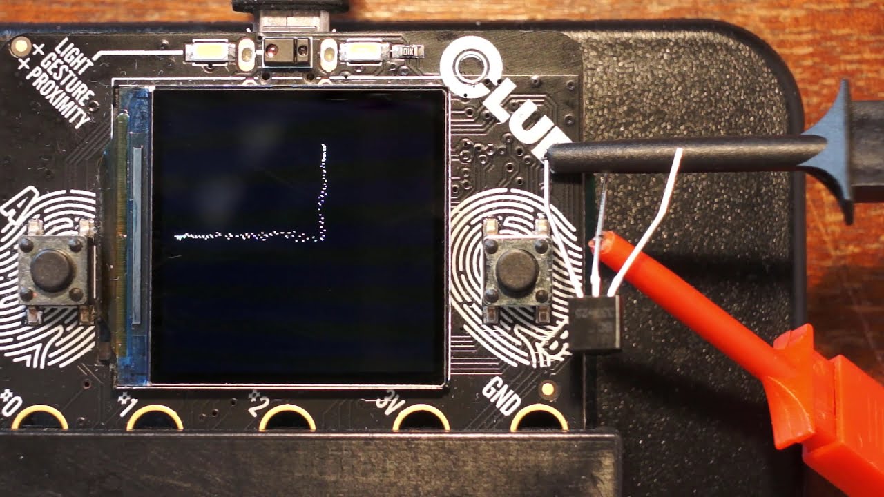 Adafruit CLUE component tester identifying a panoply of components