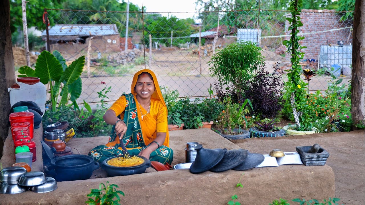 Traditional Khichadi Kadhi | Traditional Village Cooking  | cooking and eating for the family