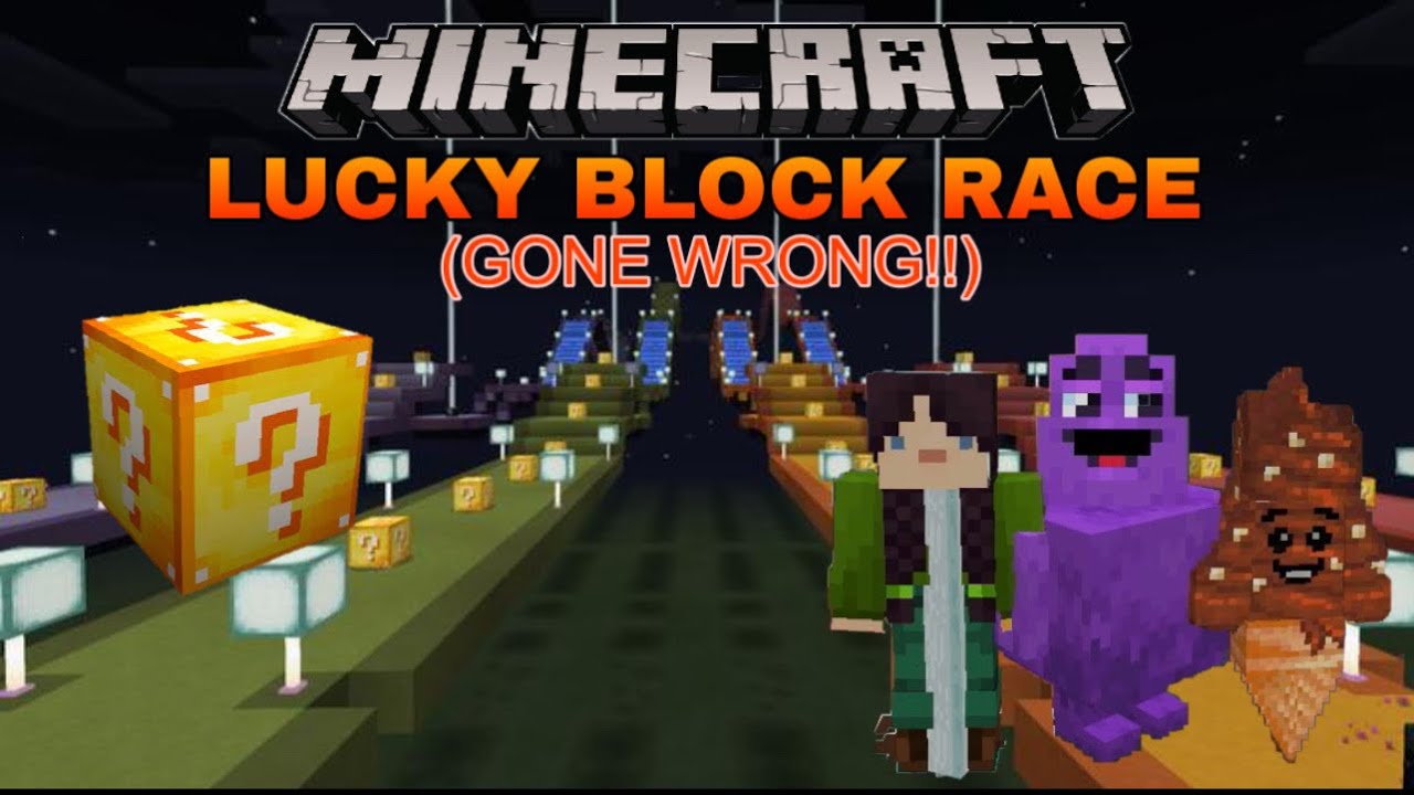 Minecraft PE 1v1v1 Lucky Block Race Challenge (GONE WRONG) (EPIC FIGHT BATTLE AT THE END⚔️)