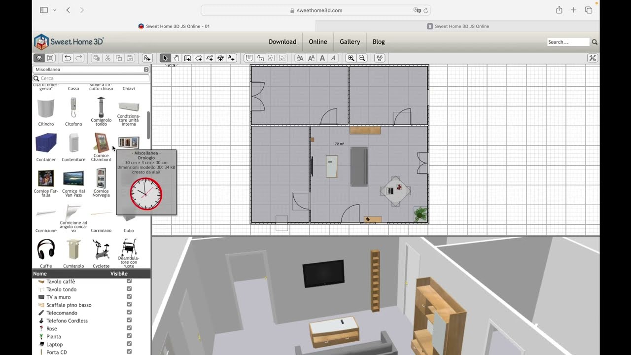 SWEETHOME 3D - Lezione 03 - Arreda, Porte e Finestre, Soggiorno, Cucina, Camera Letto, Bagno, Luci