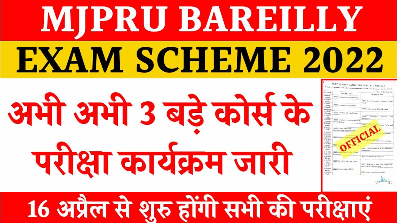 Mjpru exam scheme 2022 | Odd sem exam scheme mjpru