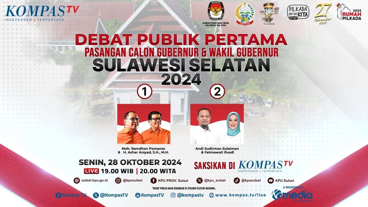 LIVE - Debat Publik Pertama Calon Gubernur dan Wakil Gubernur Sulawesi Selatan 2024