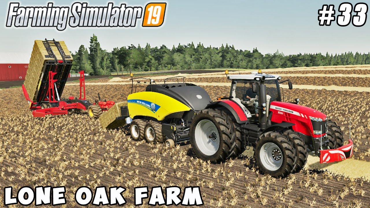 Straw baling, picking up and selling bales | Lone Oak Farm | Farming simulator 19 | Timelapse #33