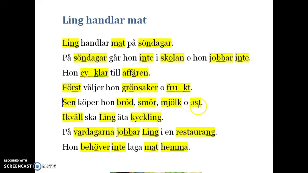Ling handlar mat - uttal