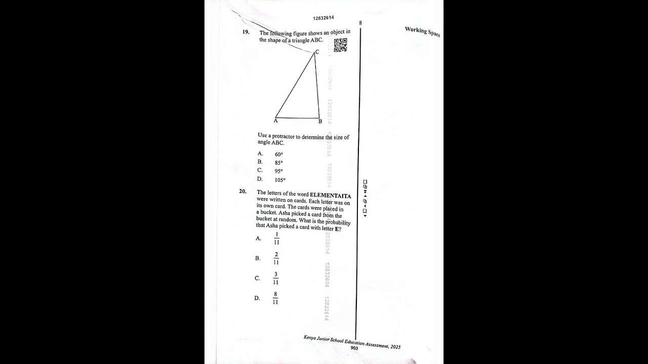 MATHEMATICS KJSEA 2025 PAST PAPER #cbconlineskul #cbe #exam