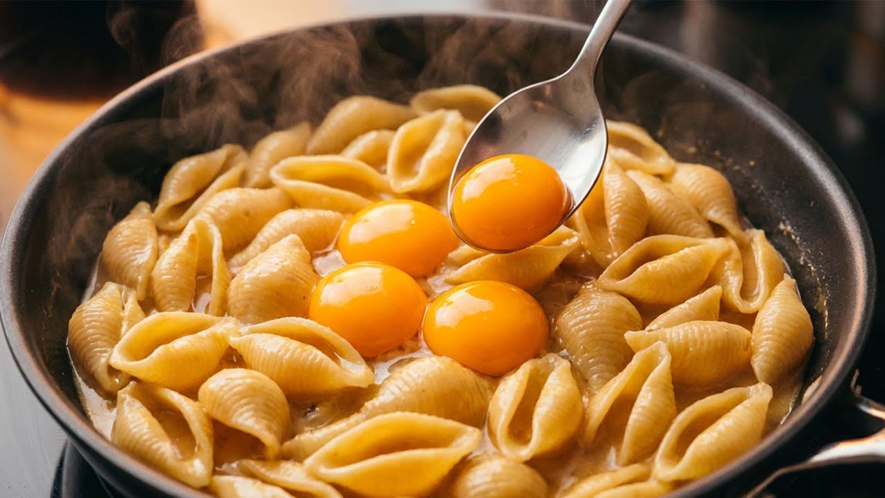 Simply pour eggs over the noodles! My grandma's secret recipe!