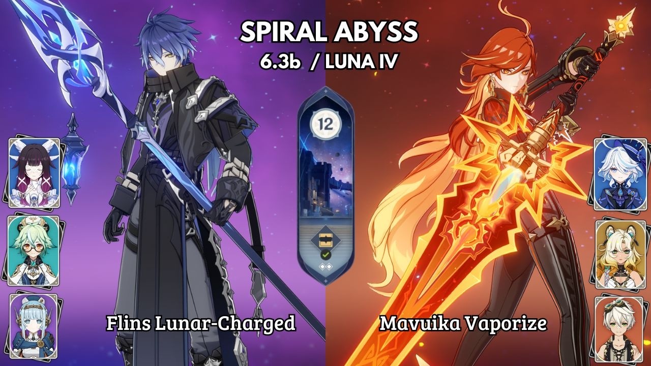 C0 Flins Lunar-Charged & C0 Mavuika Vaporize | Spiral Abyss Luna IV | Genshin Impact