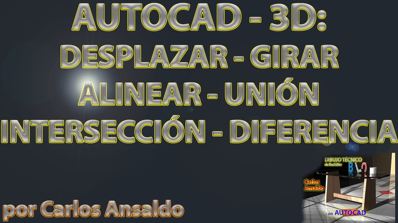 3   Ordenes 3D de AUTOCAD:  Desplazar   Girar   Alinear   Unión   Intersección   Diferencia