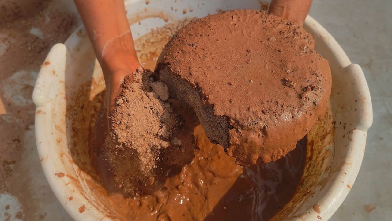 New Video🔊Roasted Red Dirt Cakes Crumbling in Water🤤🌊Relaxing Dippings ❤️🌪️