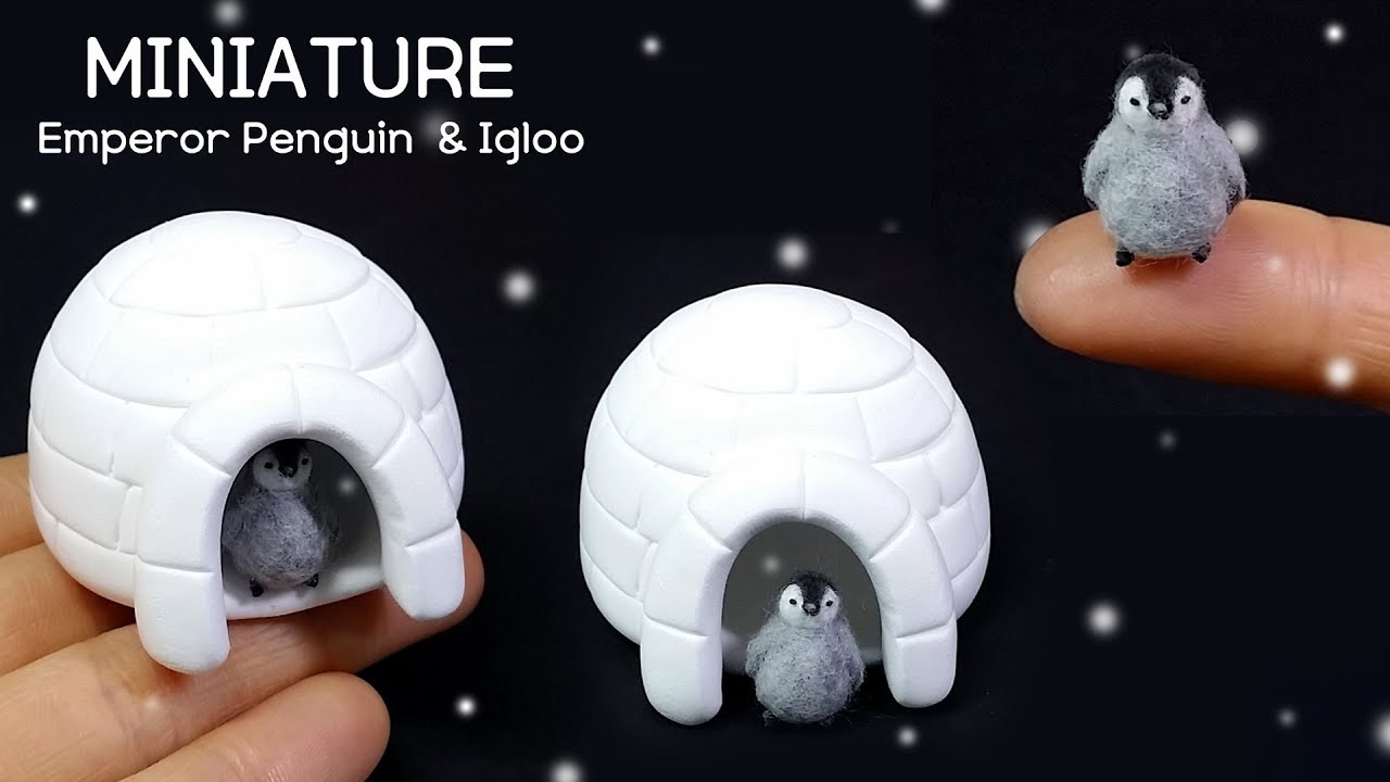 [Miniature Emperor penguin] 미니어쳐 아기황제펭귄 & 이글루 만들기 ｜ 희꽁 미니어쳐