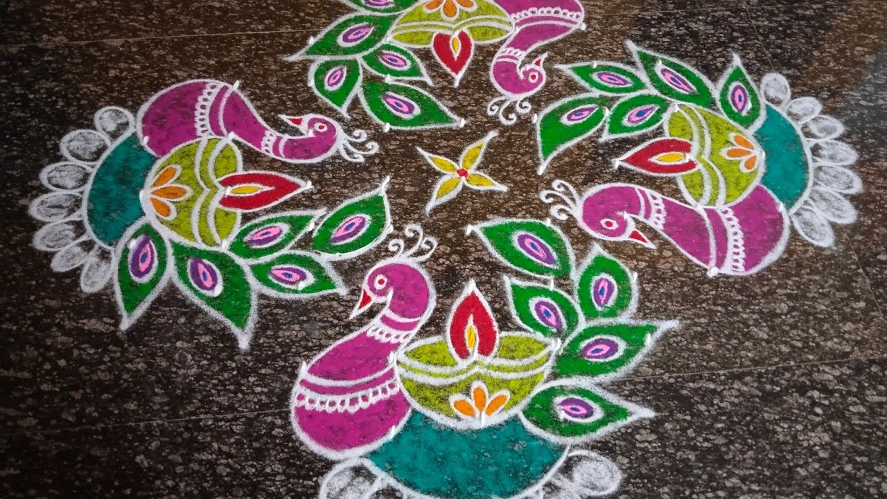 Margazhi day 13 kolam//peacock rangoli//9*3*3 dots rangoli//peacock kolam//மயில் கோலம்
