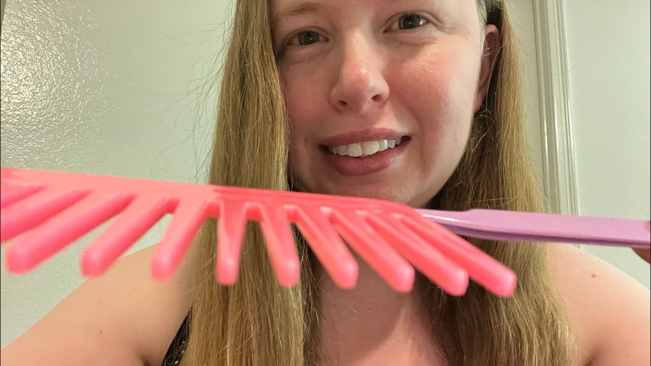 ￼ASMR hair brushing and makeup removing whispering 