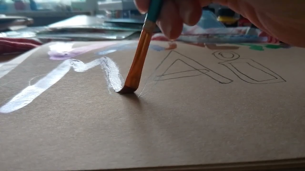 Zeichnung mit Bleistift und ausgemalt mit Aquarell Glitzer Farbe 